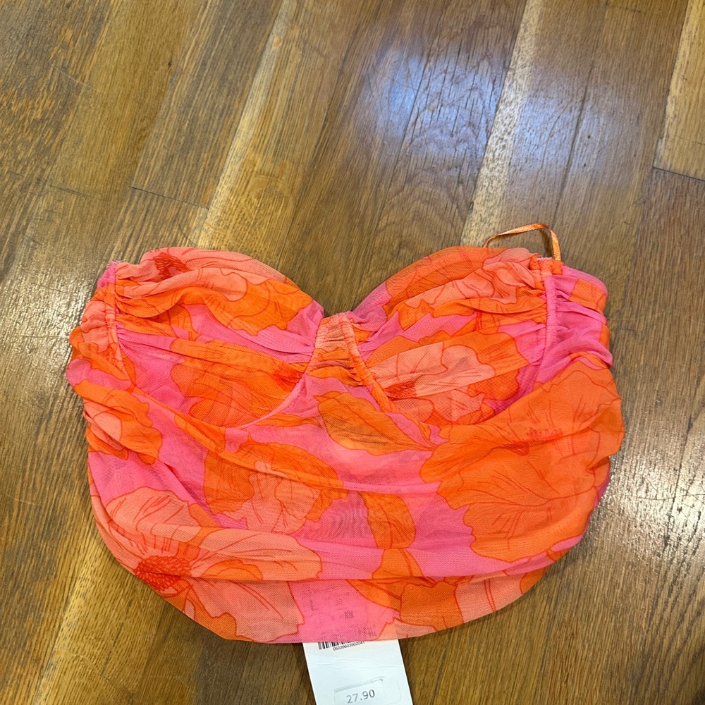 Zara Pink and Orange Floral Top